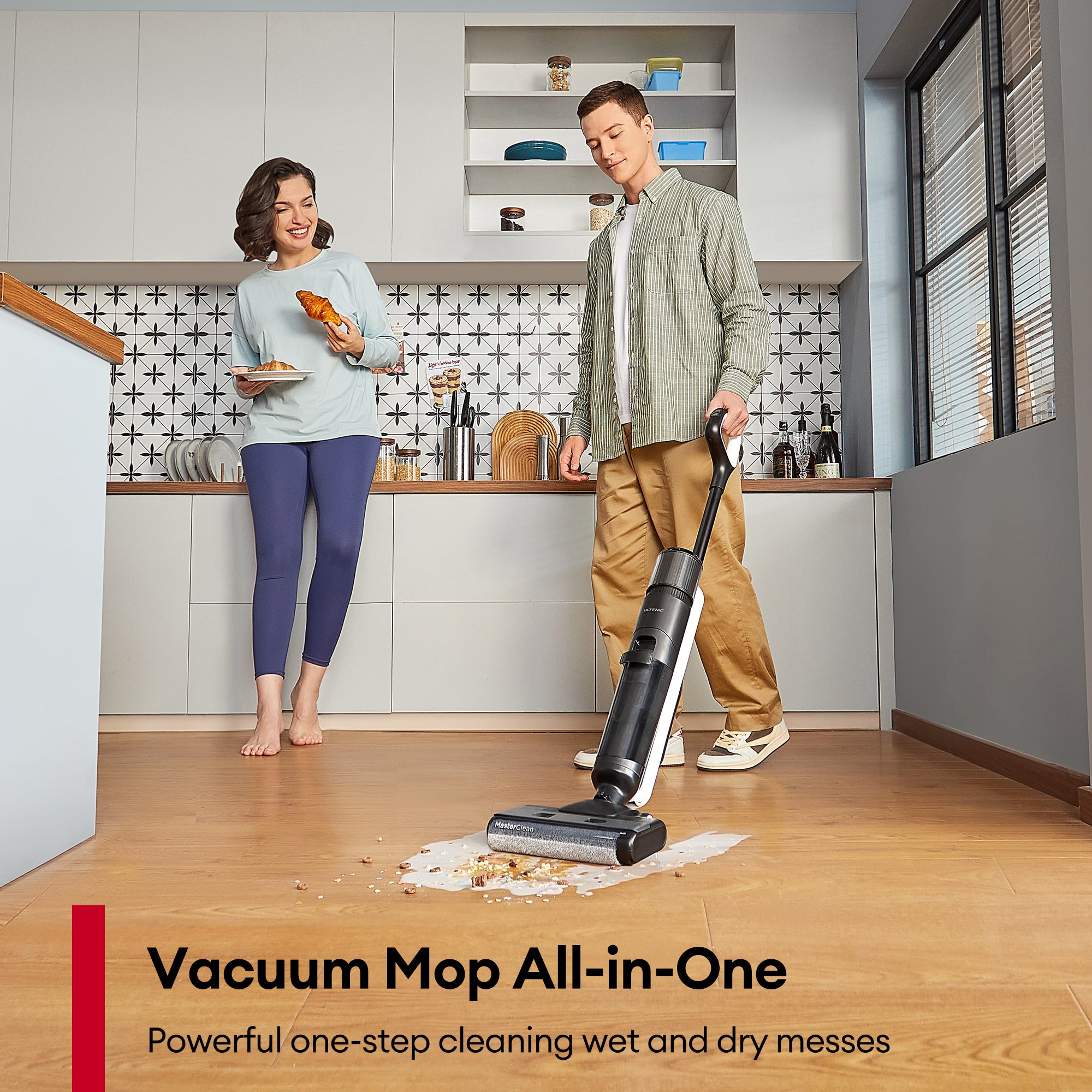Ultenic AC1 Elite cordless wet dry vacuum cleaning kitchen tile floor