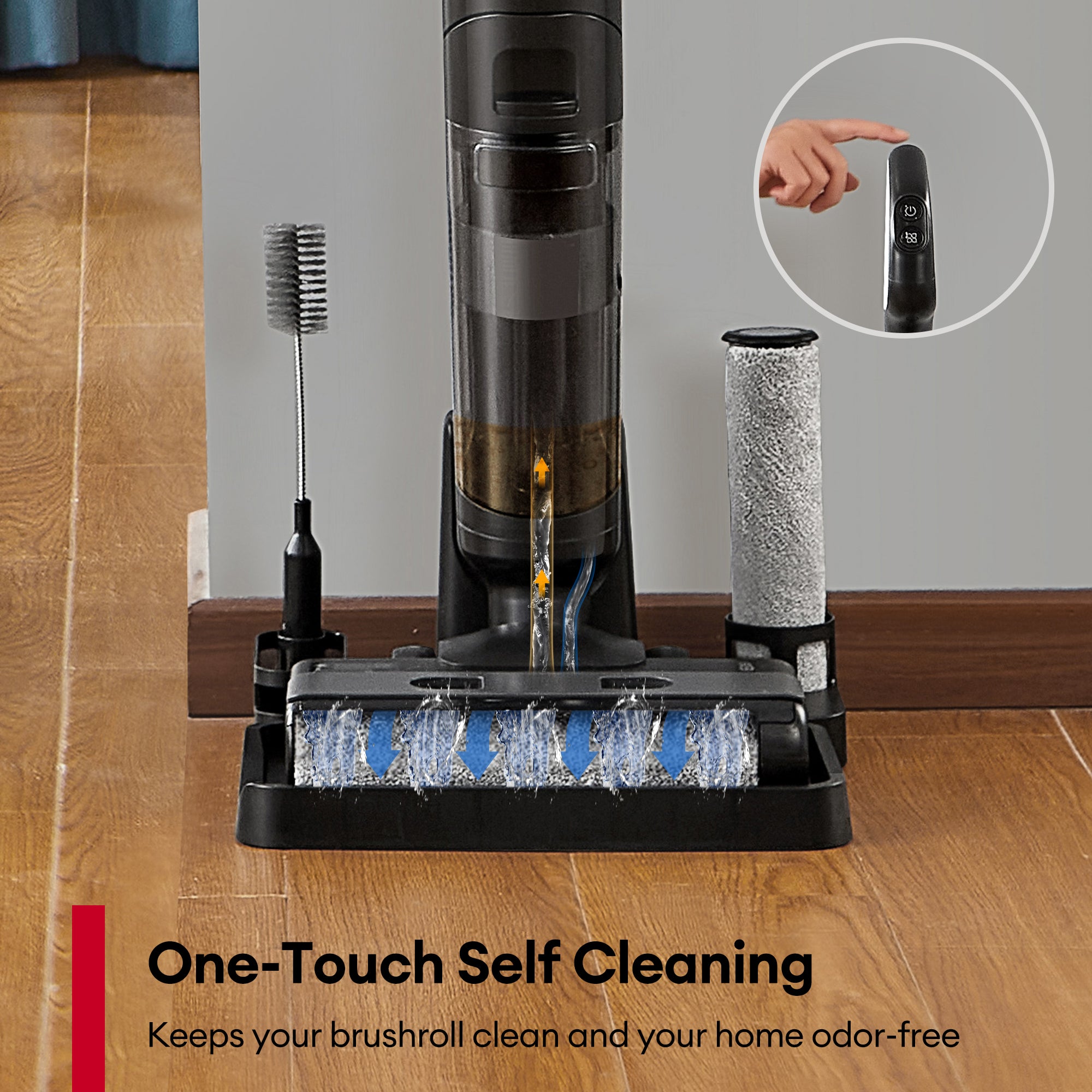 Close-up of Ultenic AC1 Elite self-cleaning roller brush system